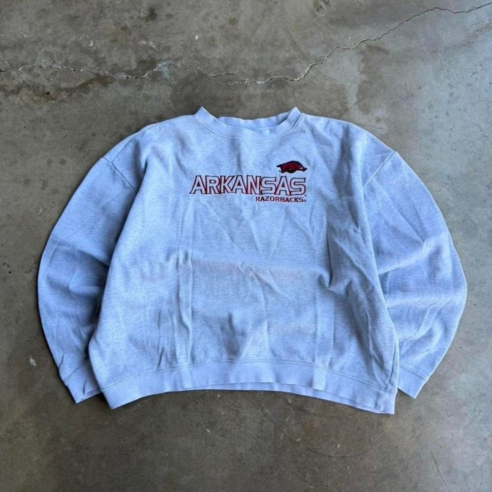 Vintage 90s Adidas grey Arkansas Razorbacks crewneck sweatshirt